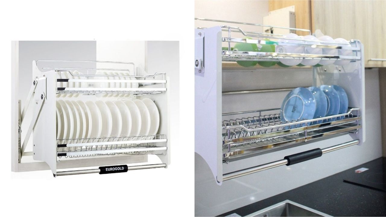 Giá Bát Đĩa Nâng Hạ Inox EuroGold Dòng EUI