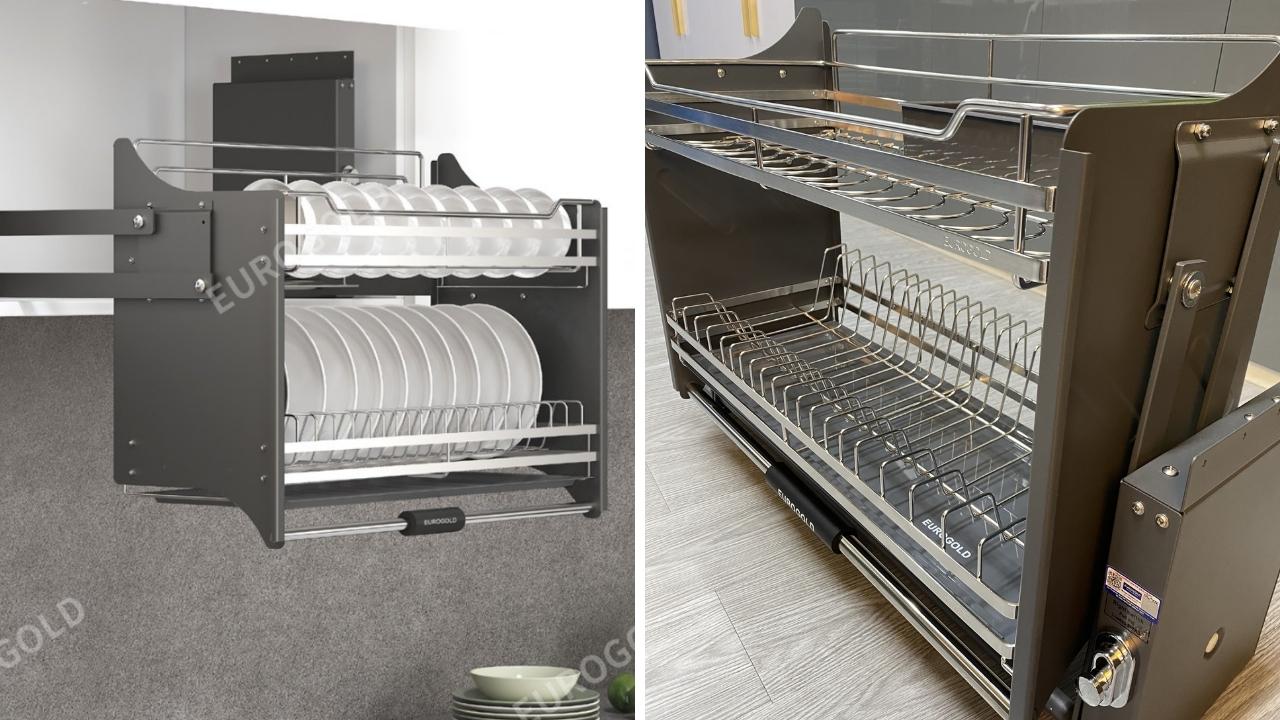 Giá Bát Đĩa Nâng Hạ Inox EuroGold Dòng EUI304
