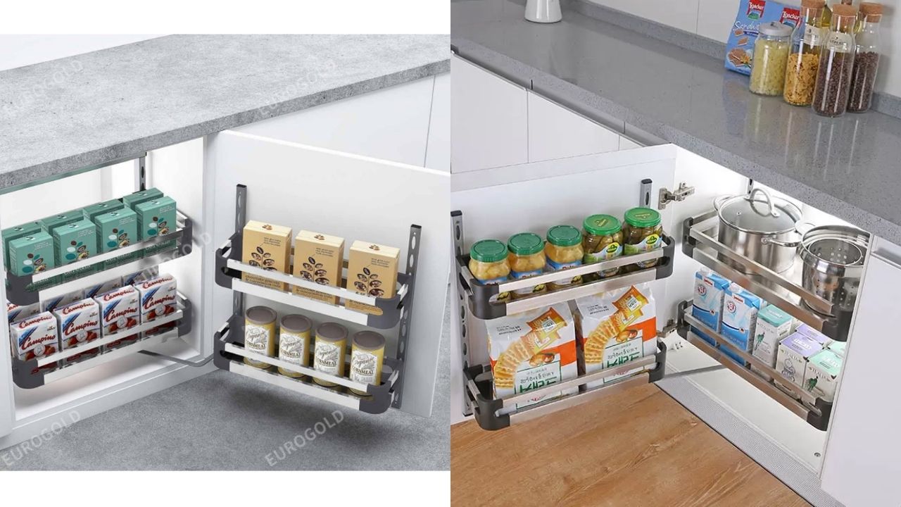 Giá kho 2 tầng inox hộp cánh mở