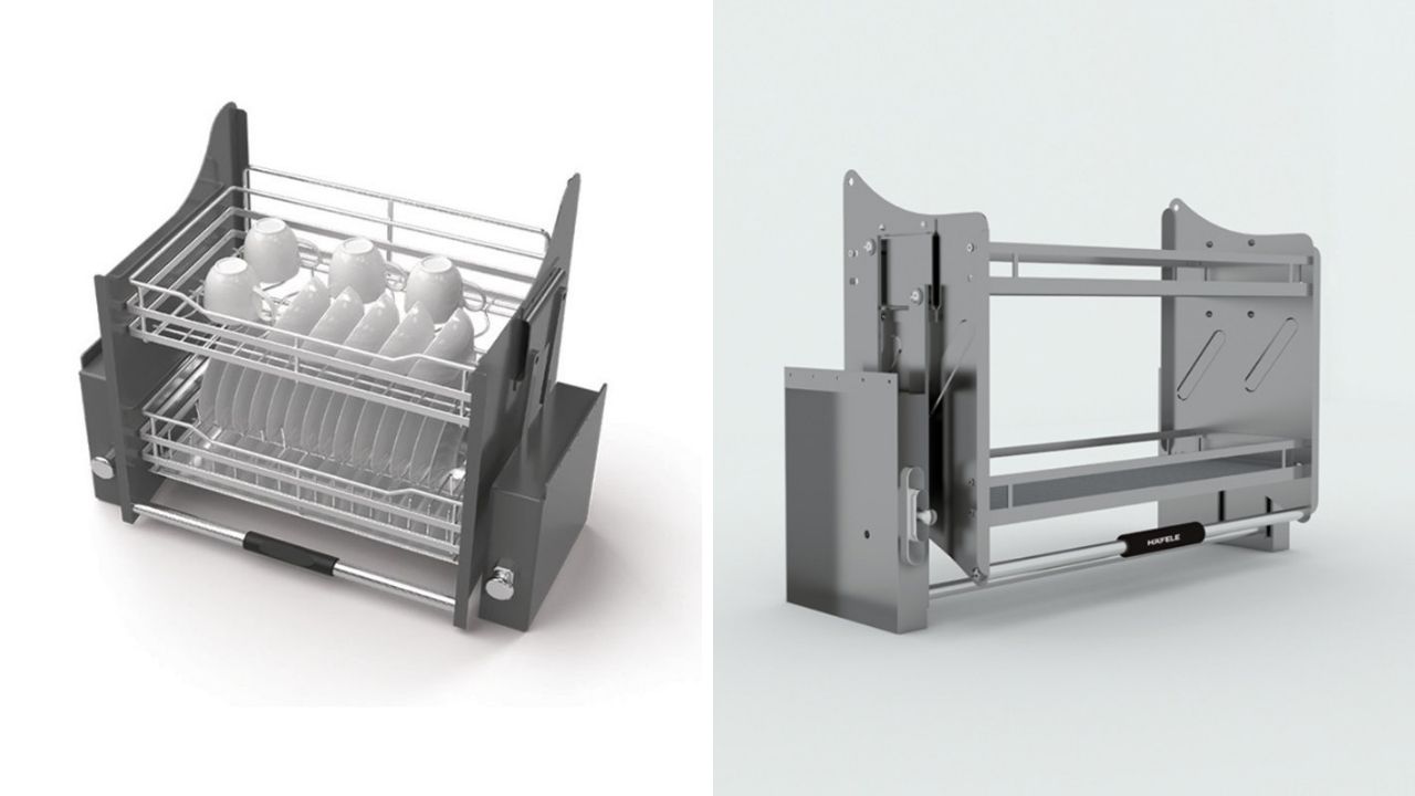 Kệ chén đĩa inox Hafele nâng hạ
