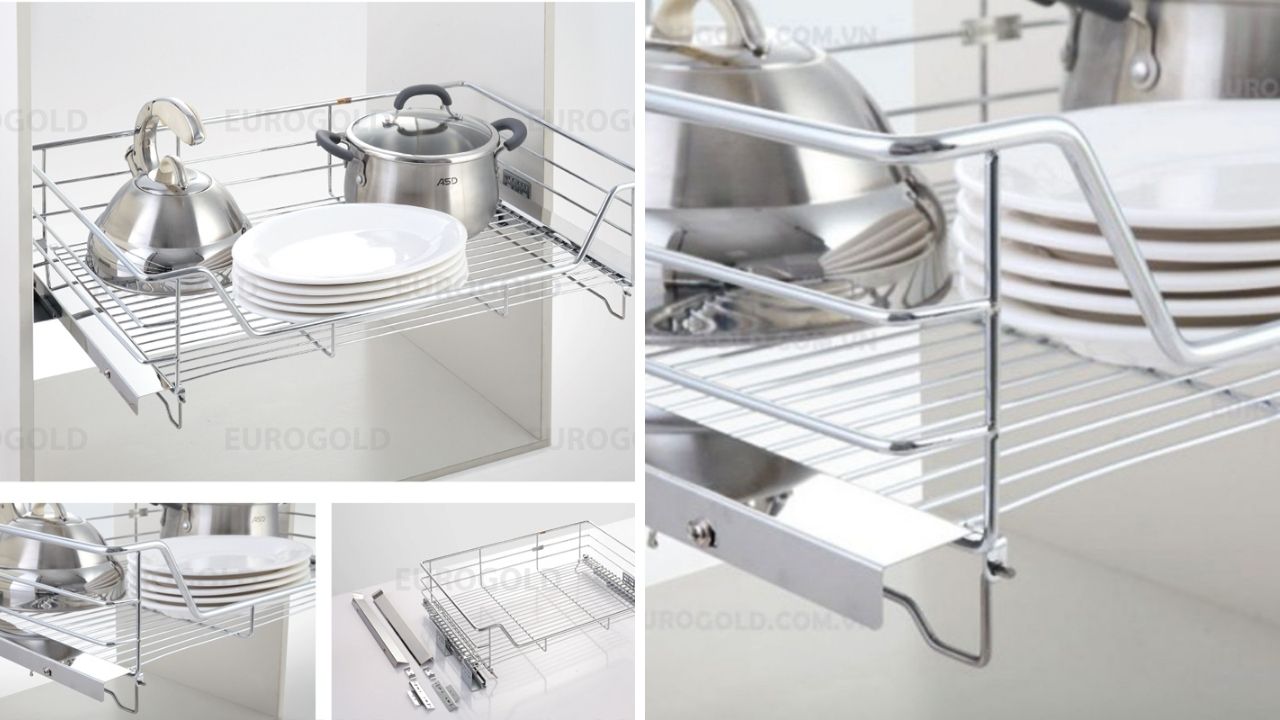 Kệ xoong nồi inox gắn cánh Eurogold