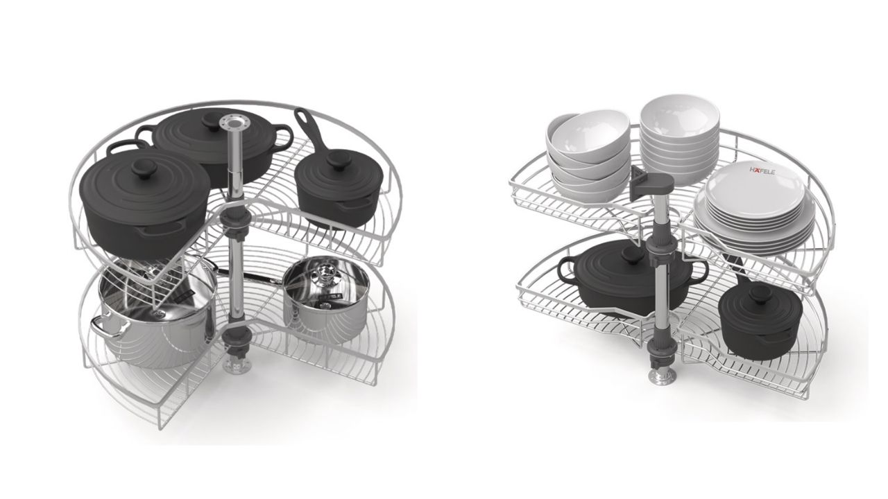 Mâm xoay 270 độ và rổ góc 180 độ Hafele