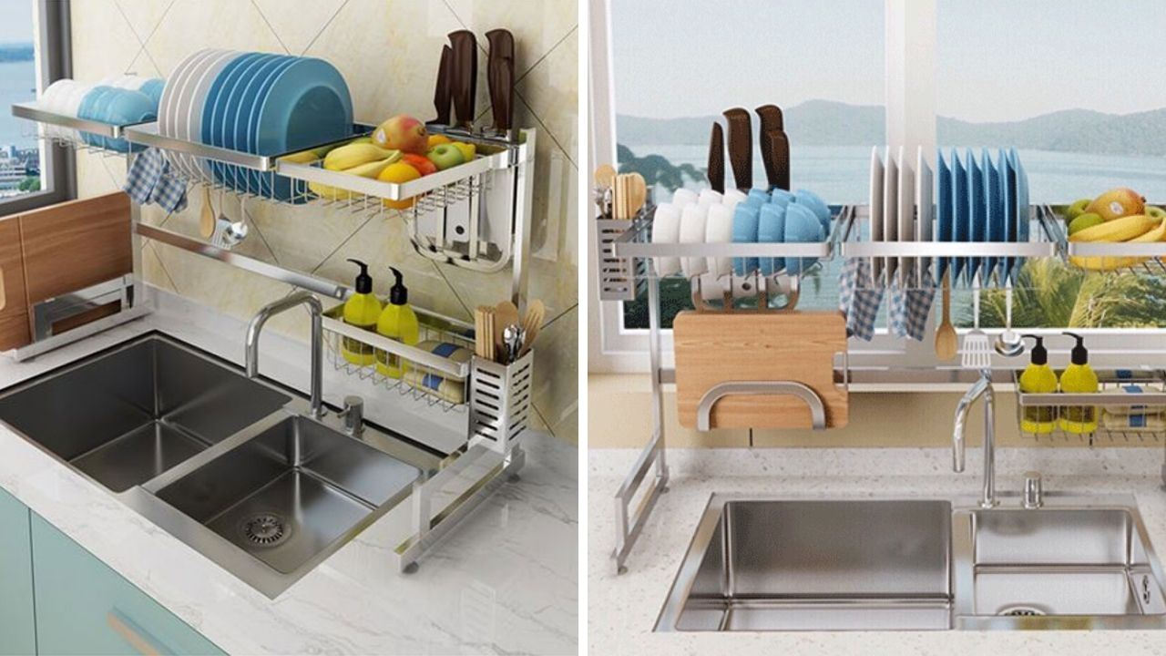 Giá Để Bát Inox Đa Năng Đặt Trên Bồn Rửa