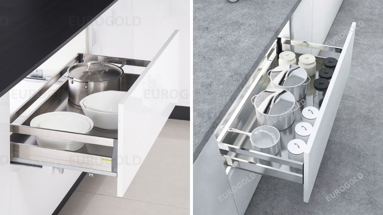 Các giá xoong nồi inox hộp 2 lớp, gắn cánh Eurogold