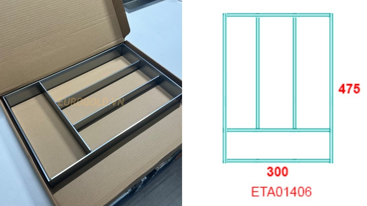 Khay chia thìa dĩa nhôm phay xước cao cấp ETA01406 – Eurogold