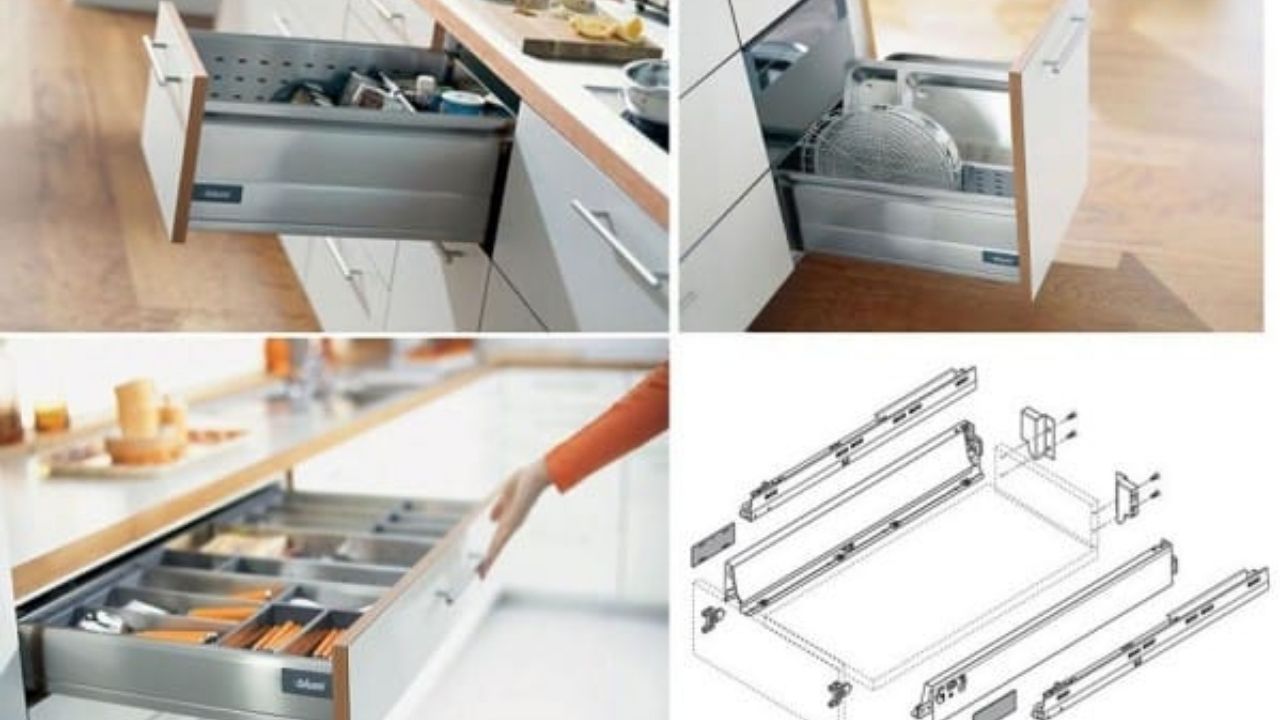 Ray trượt giảm chấn trong phụ kiện tủ bếp