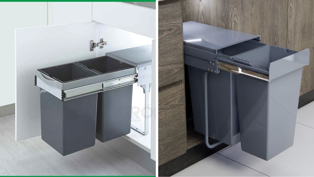 Thùng Rác Gắn Cánh Âm Tủ 2 Ngăn Phân Loại Rác