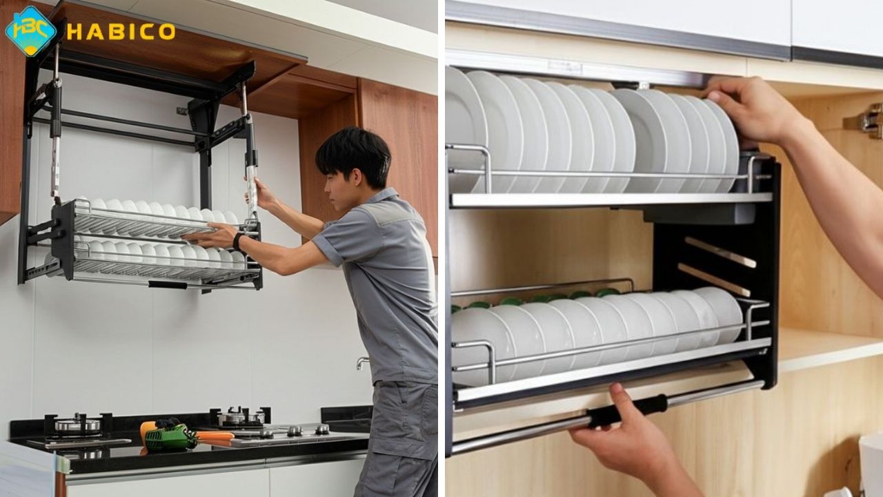 Các Bước Lắp Đặt Kệ Chén Tủ Trên Đúng Kỹ Thuật