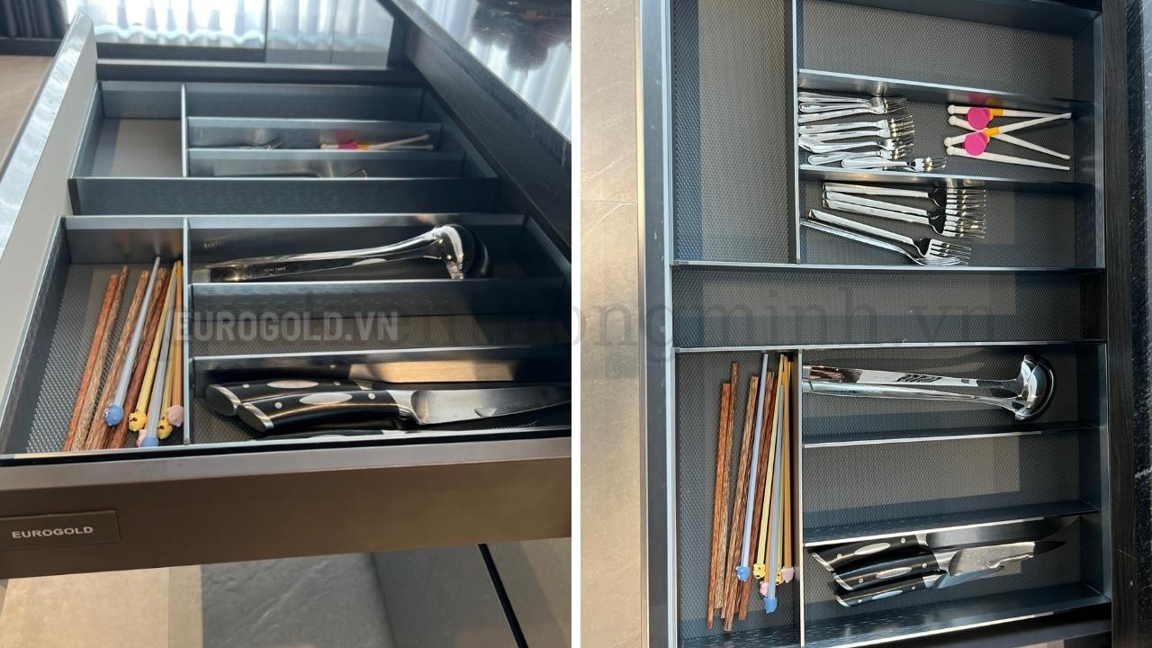 Khay Chia Muỗng Nĩa Nhôm Phay Xước Eurogold