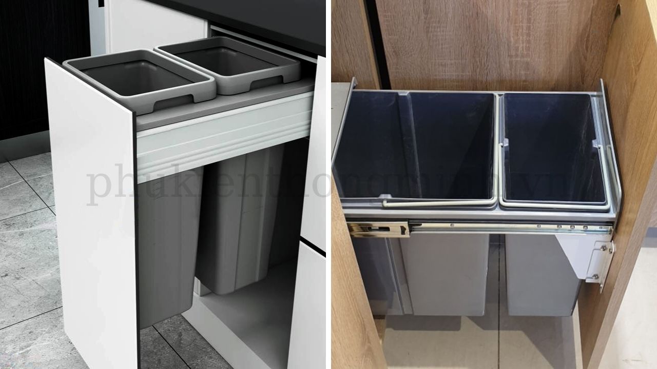 Thùng rác đôi âm tủ gắn cánh Eurogold