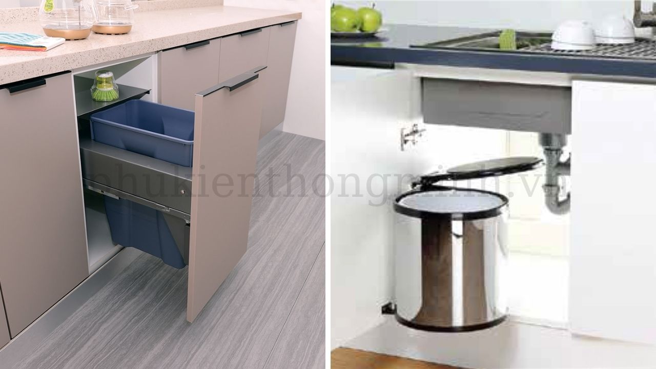 Thùng rác đơn âm tủ gắn cánh Eurogold