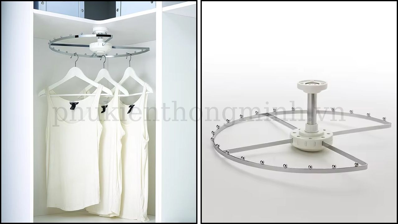 Giá xoay, treo góc tủ quần áo thông minh Garis GW22 1 tầng