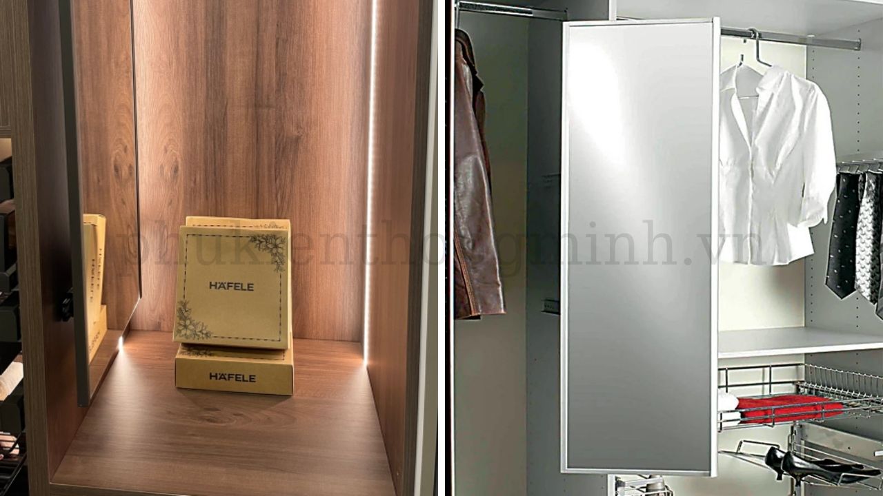 Gương xoay có đèn LED Hafele