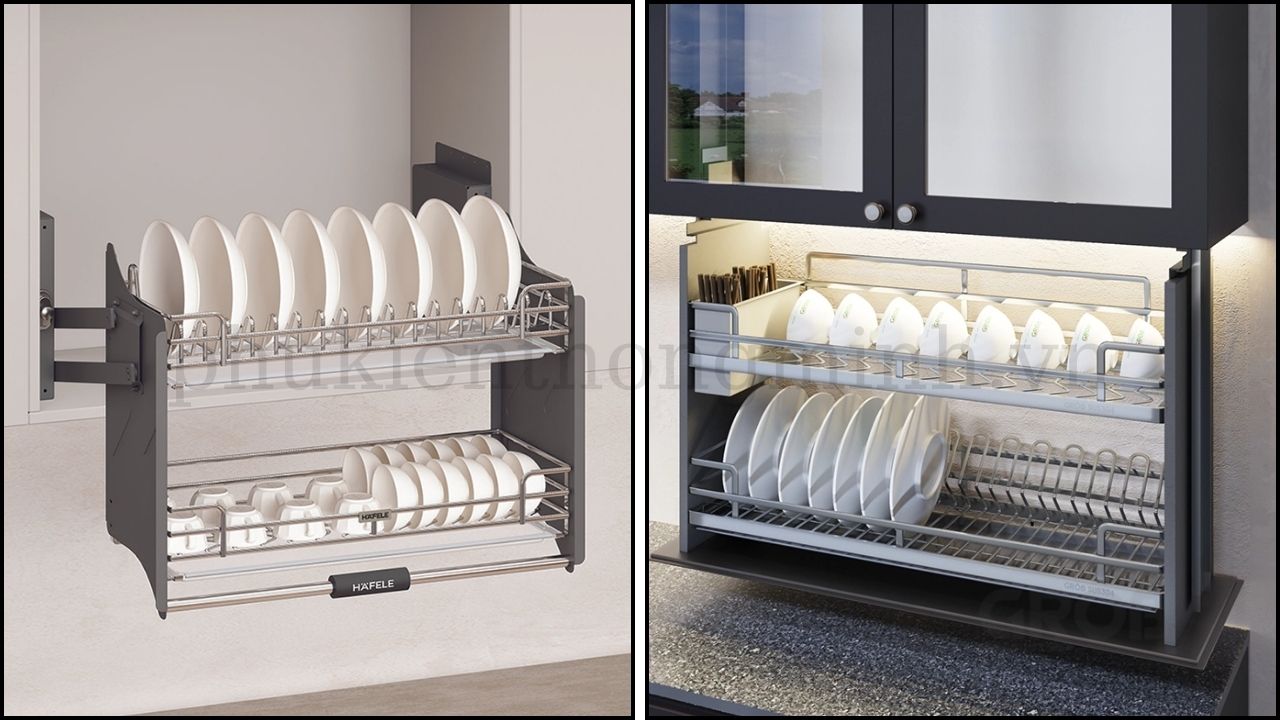 Kệ Nâng Hạ Chén Bát Cơ Và Điện