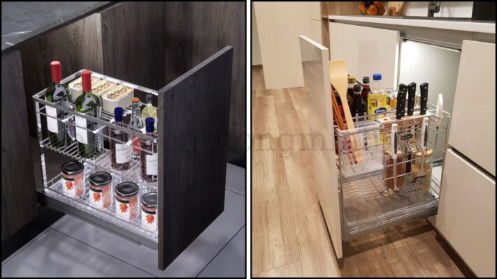 Kệ âm tủ phong cách tối giản, hòa hợp hoàn hảo với nội thất bếp hiện đại.