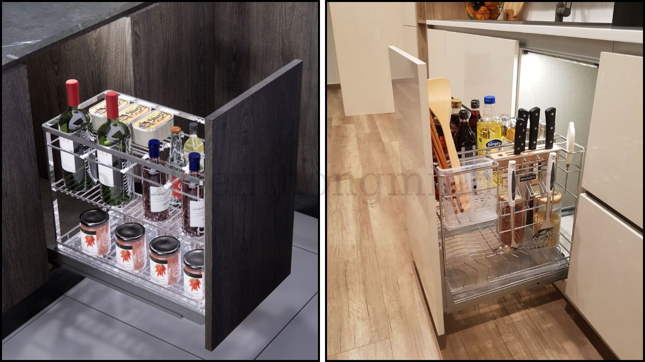 Kệ âm tủ phong cách tối giản, hòa hợp hoàn hảo với nội thất bếp hiện đại.