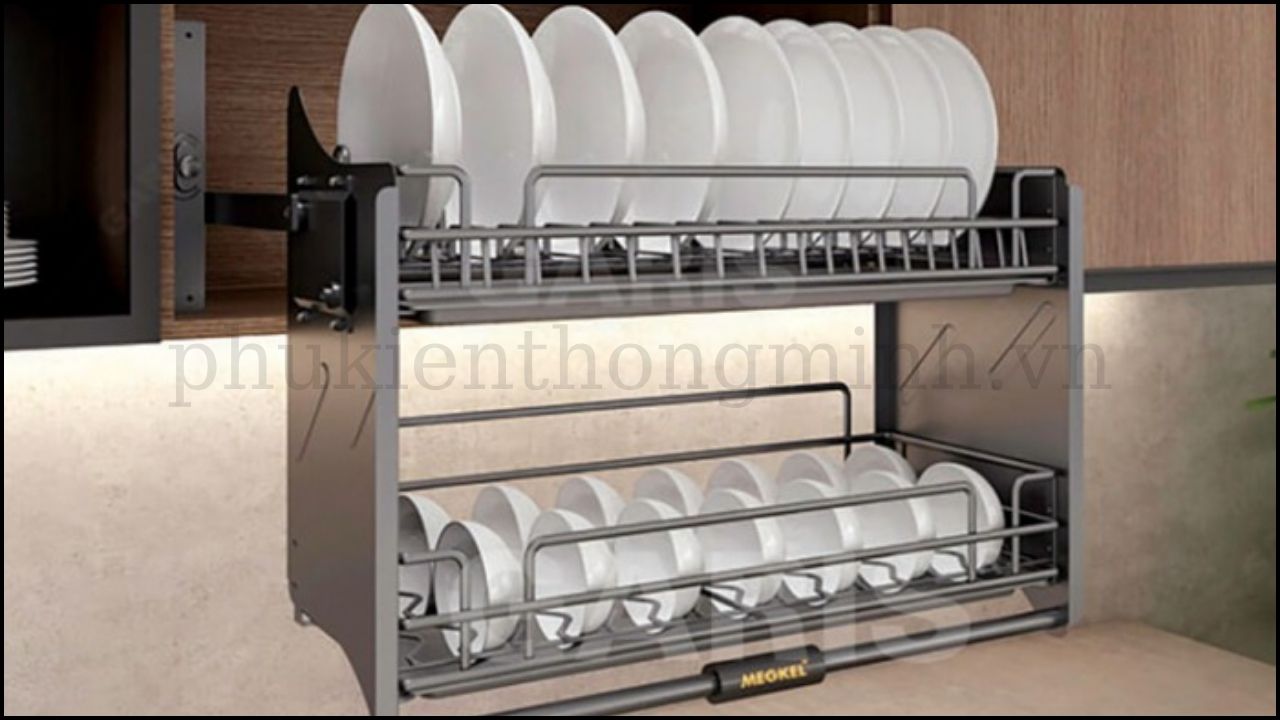 Kệ chén đĩa nâng hạ có kích thước phổ biến từ 600 - 900mm
