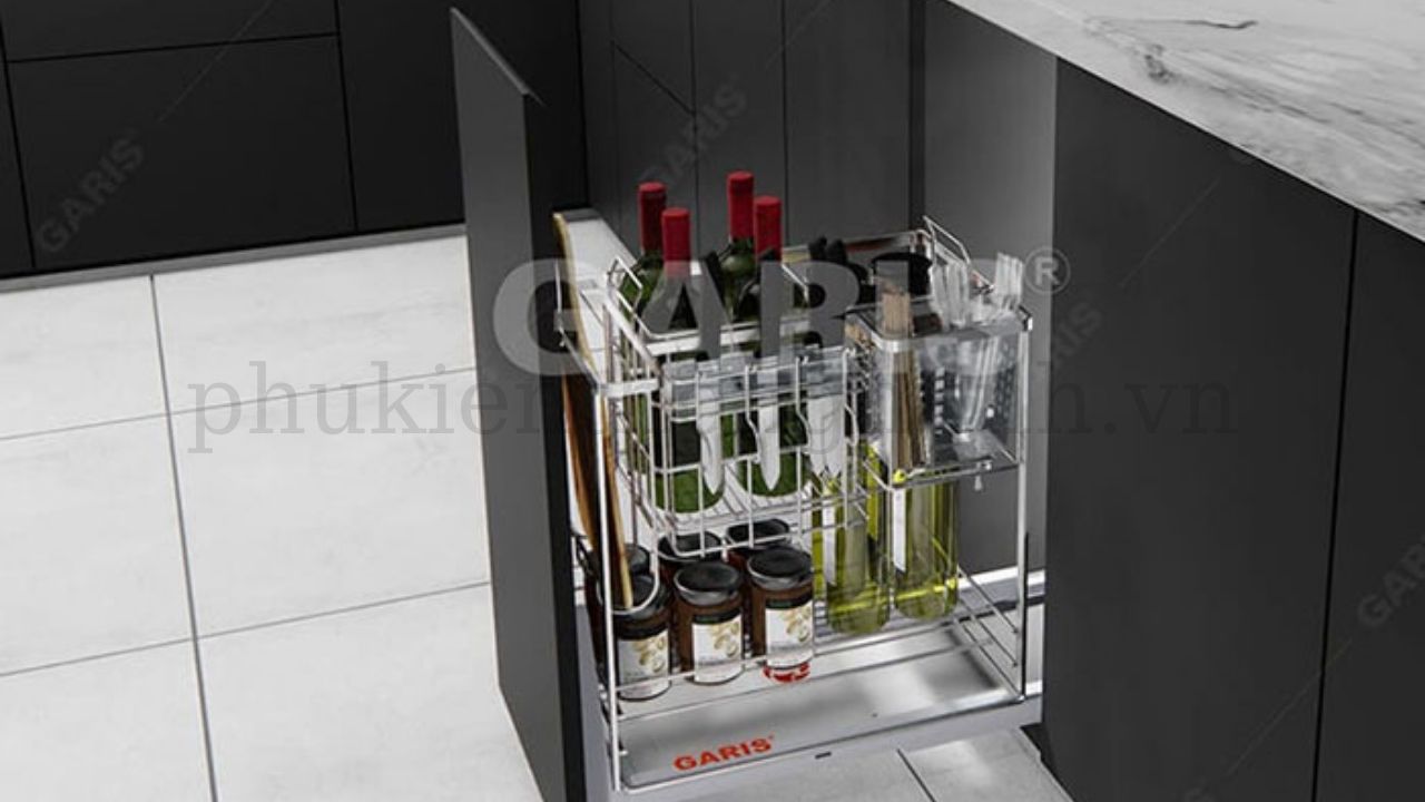 Kệ gia vị Garis GM02 có kích thước 300,350,400 phù hợp không gian tủ dưới