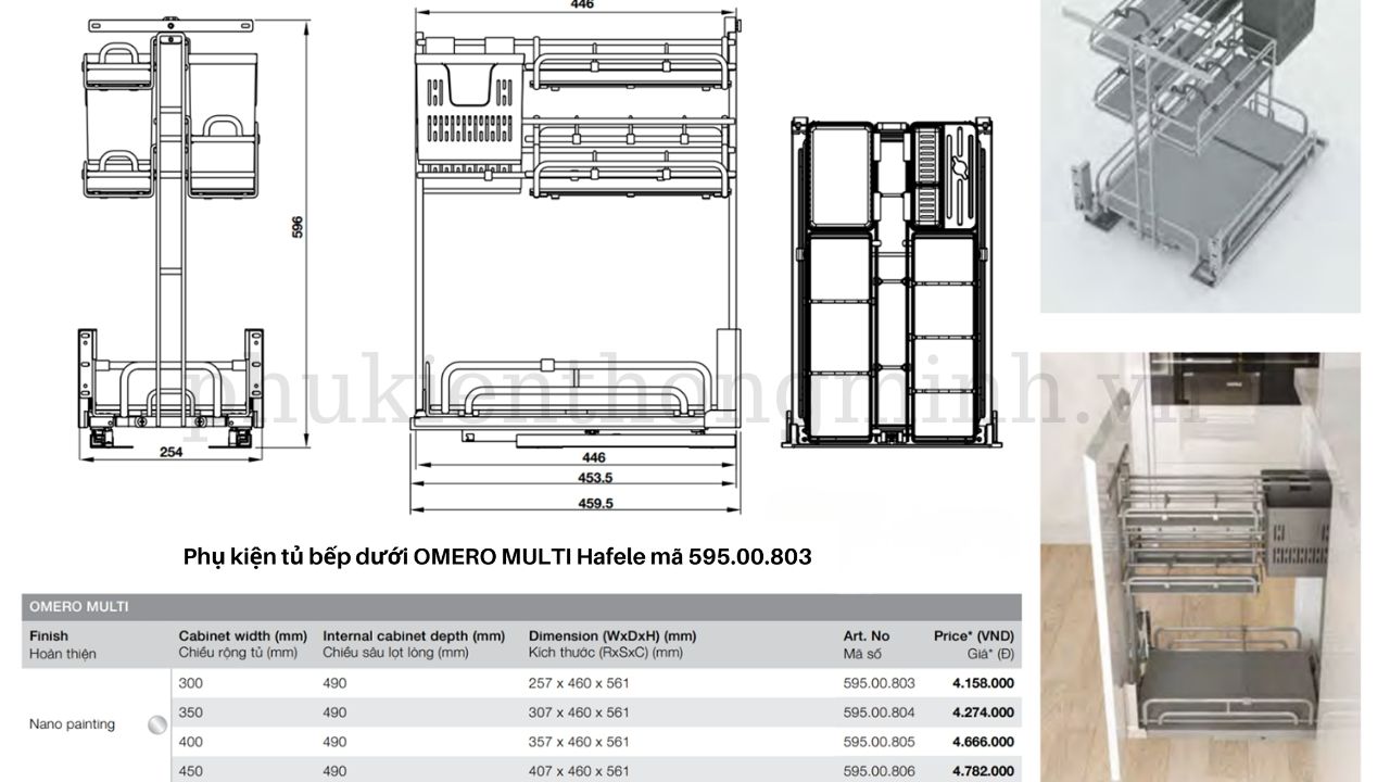 Kích Thước Kệ Đựng Gia Vị Âm Tủ Hafele 595.00.803