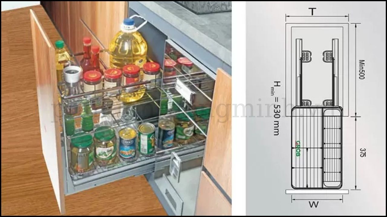 Kích thước tiêu chuẩn của kệ gia vị tủ bếp