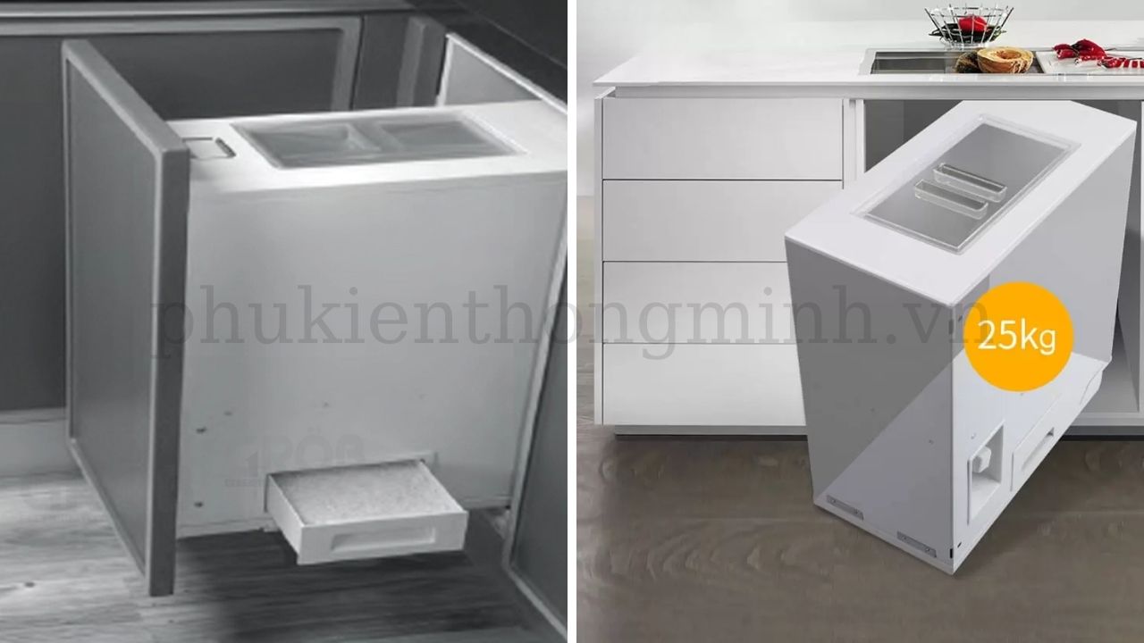 Thùng Gạo Âm Tủ Gắn Cánh Grob