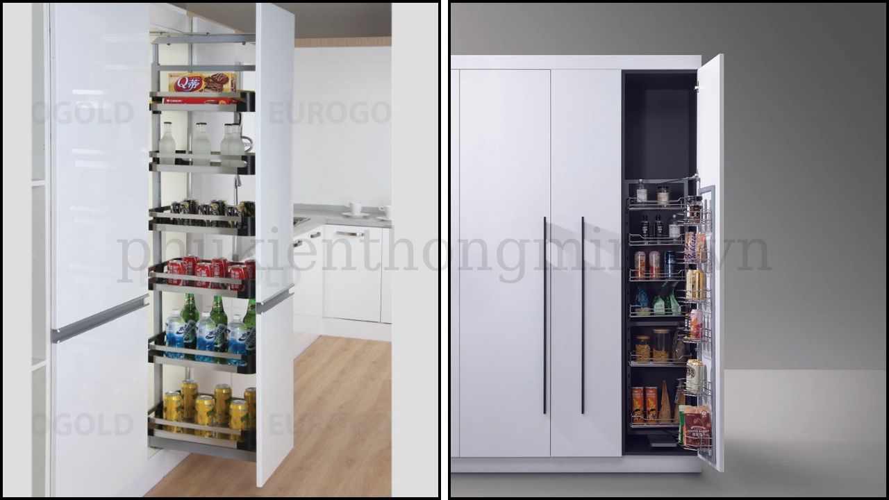 Tủ đồ khô cánh rút và cánh mở