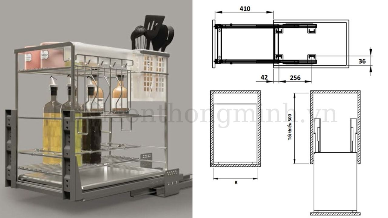 Bộ Đựng Dao Thớt Chai Lọ Sonata 400mm Hafele 549.20.415