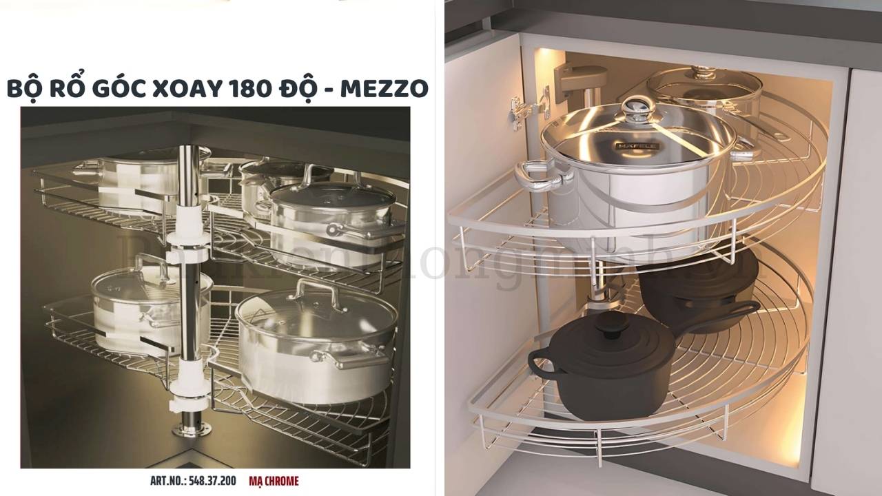 Bộ Rổ Góc Mezzo Xoay 180° Hafele