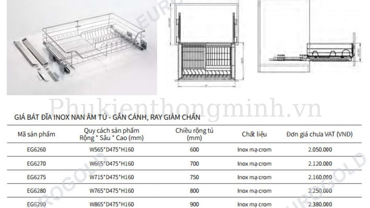 Giá Bát Đĩa Đa Năng Inox EG62 – Eurogold