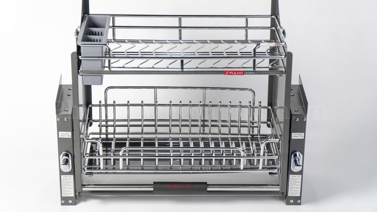 Giá Bát Đĩa Di Động Inox Oval 304 Xước Mờ Fulco FC09-06V