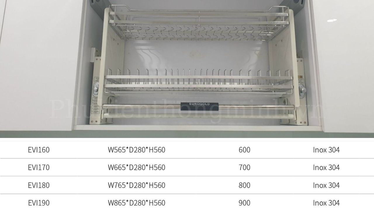 Giá Bát Đĩa Nâng Hạ Inox 304 EVI – Eurogold