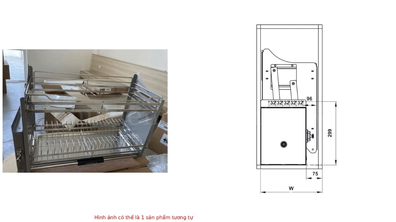 Giá Bát Nâng Hạ Hafele 600 Lento 504.76.019 (Thiết Kế Lưới Dẹt)