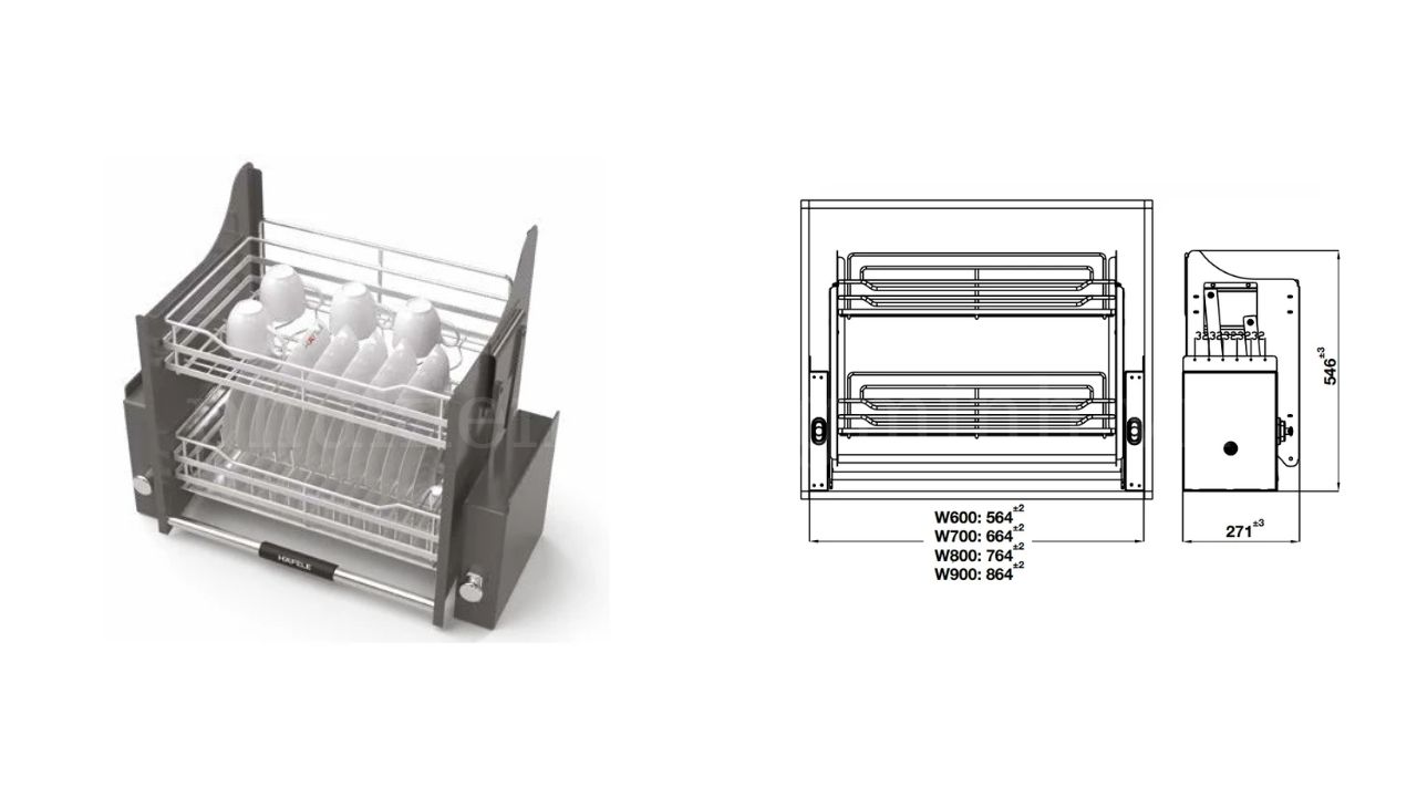 Giá Bát Nâng Hạ Hafele 600 Oria 504.76.704