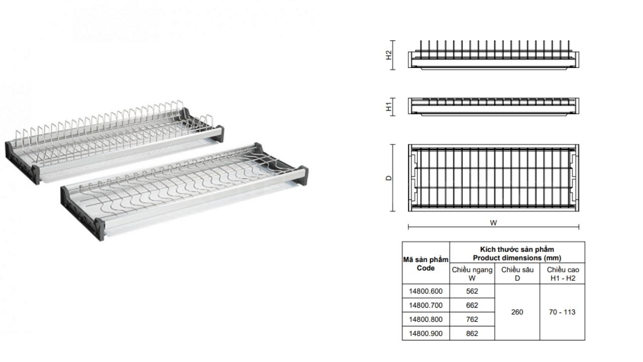 Giá Kệ Bát Đĩa Cố Định Vickini 14800 – Chất Liệu Cao Cấp, Độ Bền Vượt Trội