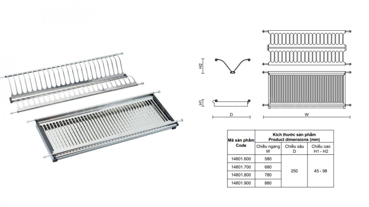 Giá Kệ Bát Đĩa Cố Định Vickini 14801 – Lựa Chọn Kinh Tế, Ổn Định