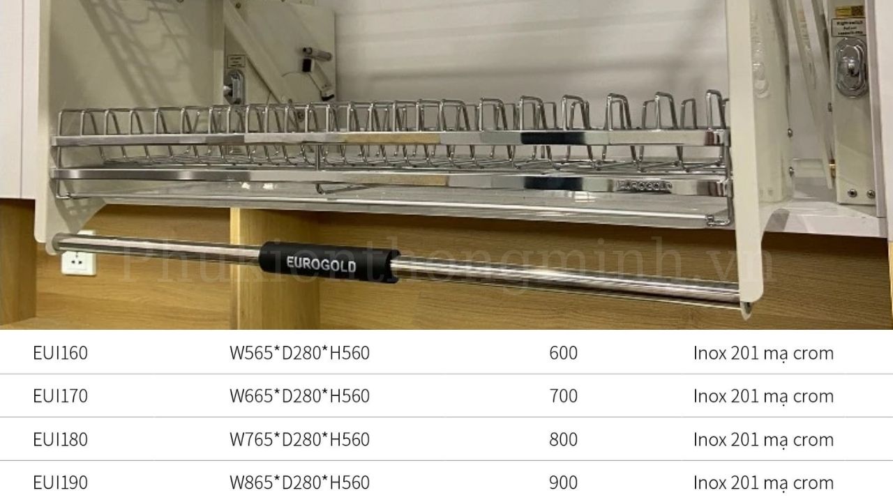 Giá bát đĩa nâng hạ inox EUI – Eurogold