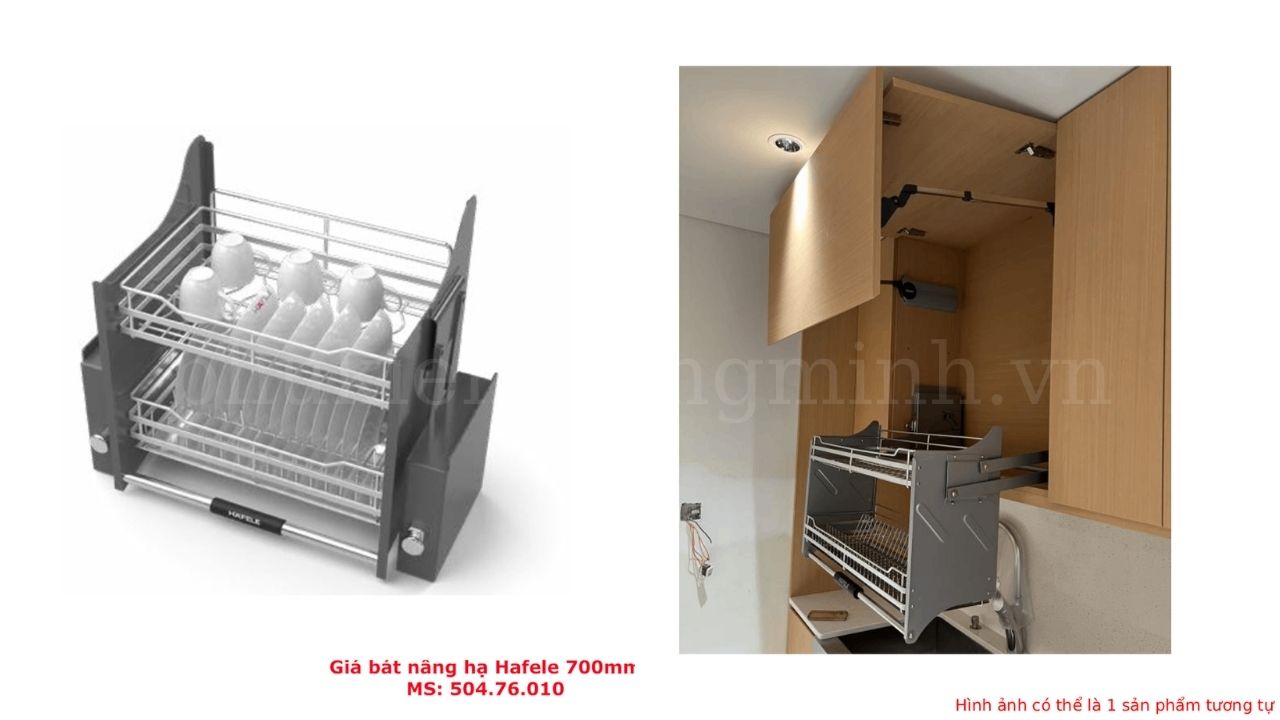 Giá bát nâng hạ Hafele 700mm Lento 504.76.010 (Thiết Kế Lưới Tròn)