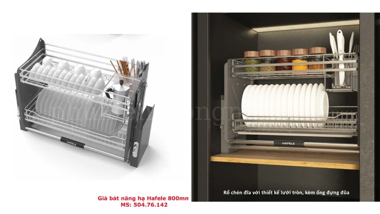 Giá bát nâng hạ Hafele 800 Lento 504.76.142 (Thiết Kế Lưới Tròn)