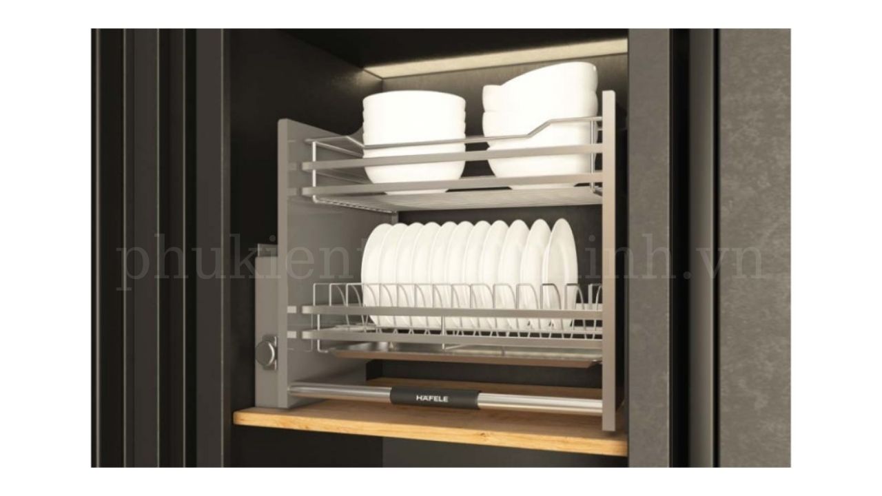 Giá bát nâng hạ Hafele 900 Lento 504.76.143 (Thiết Kế Lưới Tròn)