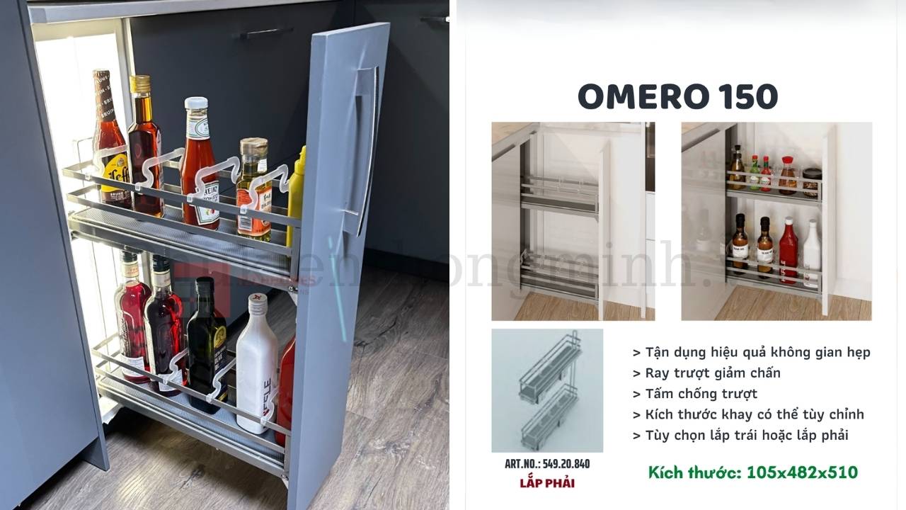 Kệ Đựng Gia Vị Omero 150mm Kosmo 549.20.840 – Phiên Bản Lắp Phải