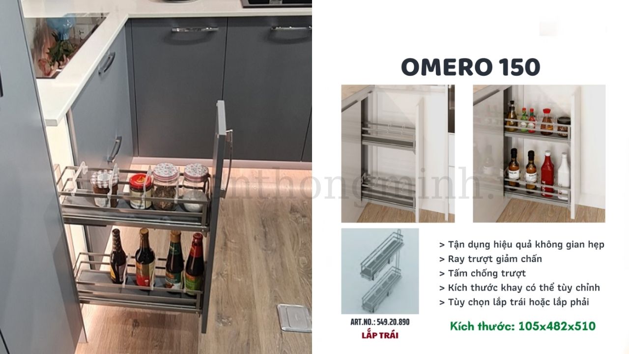 Kệ Đựng Gia Vị Omero 150mm Kosmo 549.20.890 – Phiên Bản Lắp Trái