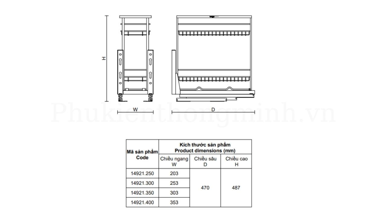 Kích Thước Sản Phẩm Giá Kệ Gia Vị VICKINI 14921