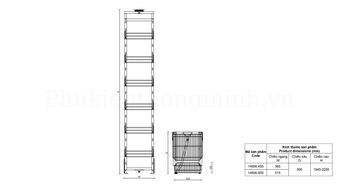 Thông số kỹ thuật tủ đồ khô 6 tầng Vickini