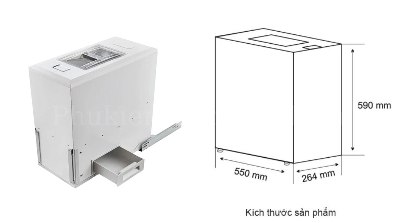 Thùng Đựng Gạo Gắn Cánh Spinto Hafele 549.32.758 – Lấy Gạo Nhanh, Thao Tác Nhẹ Nhàng