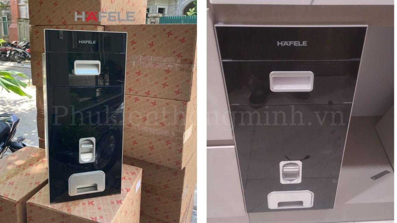 Thùng Gạo Mặt Gương 300mm Hafele 549.32.991 – Mặt Gương Đen Cao Cấp