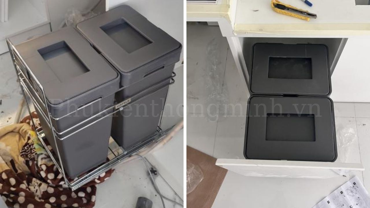 Thùng Rác Gắn Cánh Viola Hafele 503.48.505 – Mẫu Thùng Rác Đôi Được Ưa Chuộng