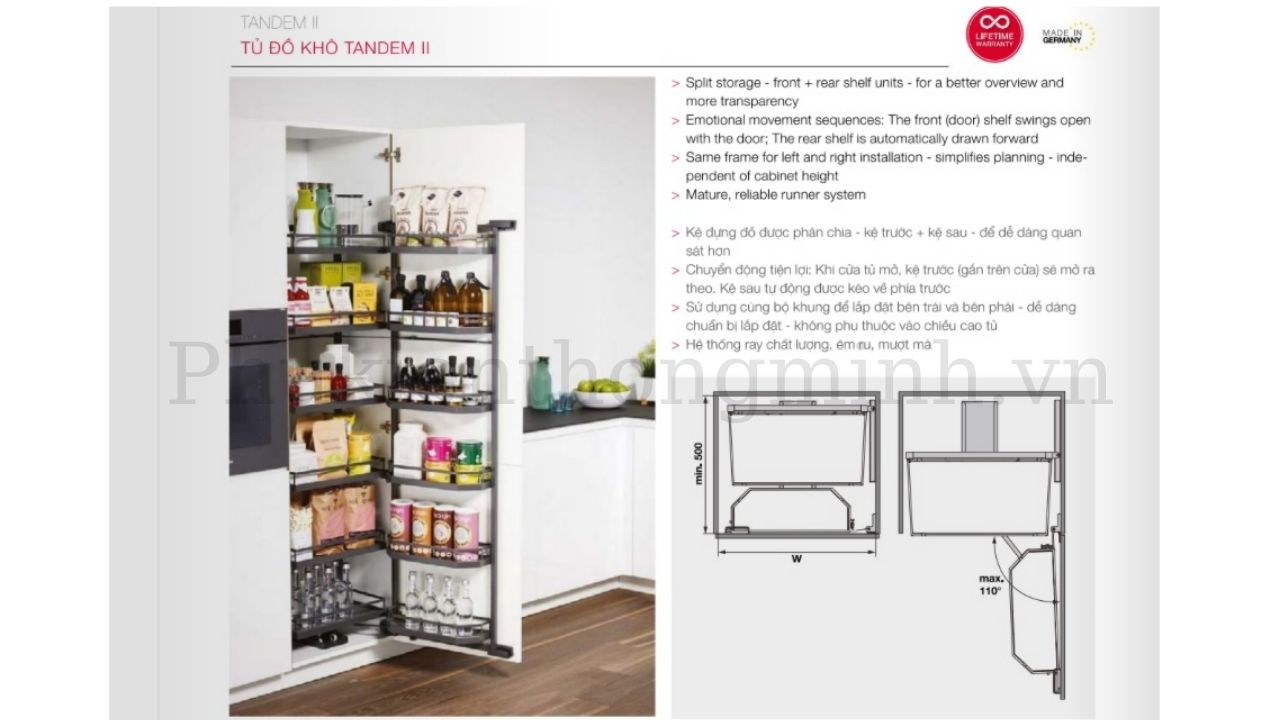 Tủ Đồ Khô 6 Tầng Hafele 450mm Tandem Pantry 545.94.612