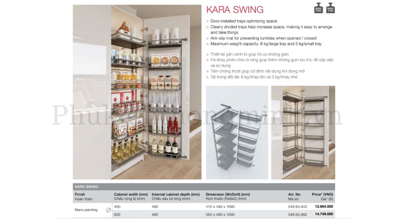 Tủ Đồ Khô Hafele 600mm Kara Swing Kosmo 548.65.862