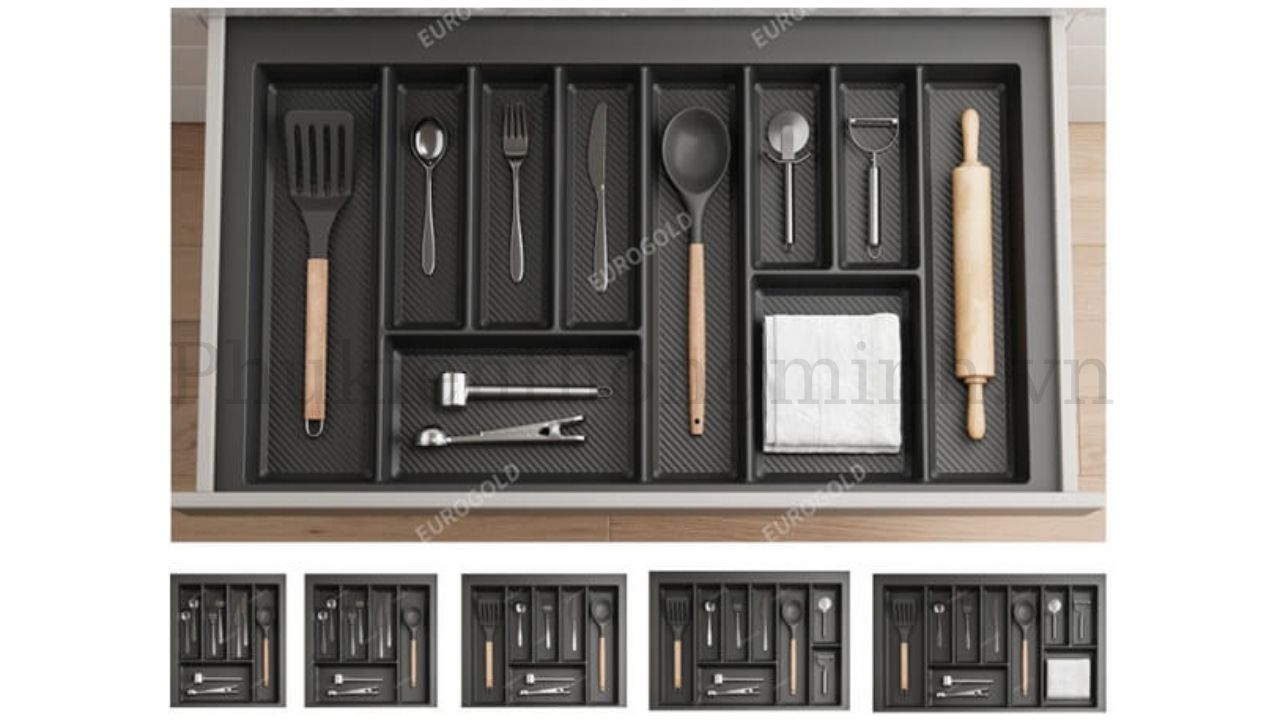 Các kích thước khay chia nhựa vân carbon Eurogold