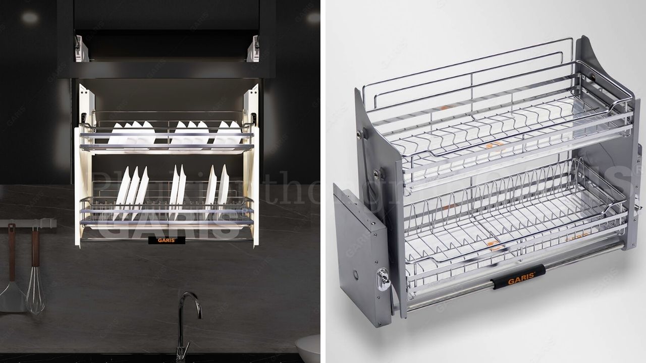 Giá bát nâng hạ cơ inox 304 nan dẹt Garis